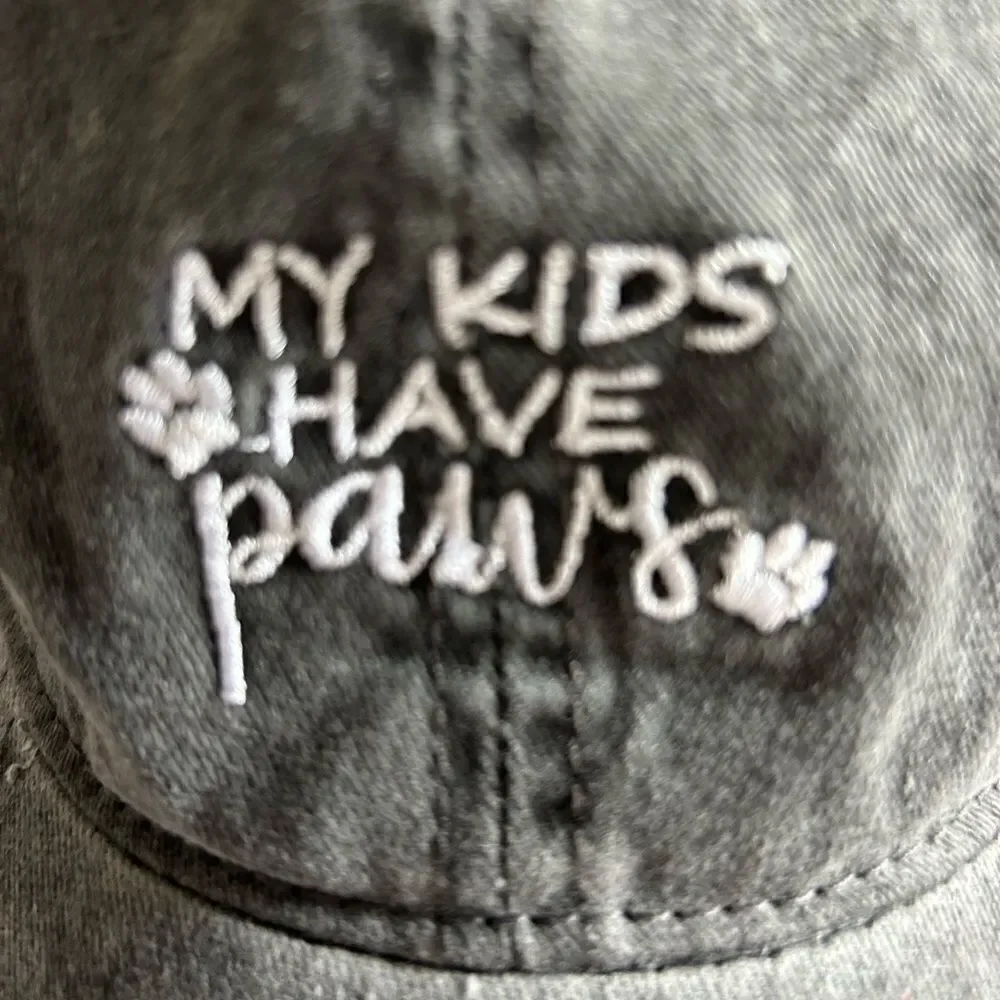 David and Young Women’s Gray My Kids Have Paws Baseball Hat One Size Dog